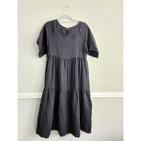 Johnny Was Calme Black Cotton‎ Gauze Raglan Tiered Dress | Size XS - Picture 6 of 6